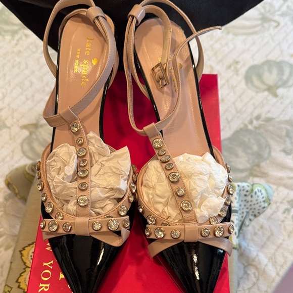 Kate Spade Black and Tan Studded Heels - Picture 3 of 8